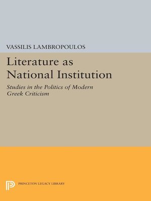 cover image of Literature as National Institution